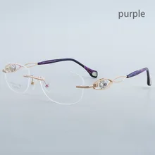 Aissuarvey титановая Хрустальная Роскошная стильная оптическая оправа Женская оправа без стекол зеленые и Серебристые фиолетовые и золотистые очки