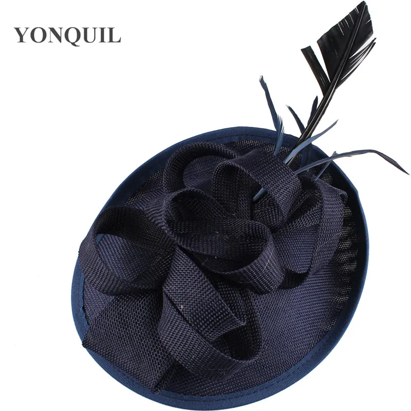 Rosa quente banquete headwear imitação sinamay fascinators