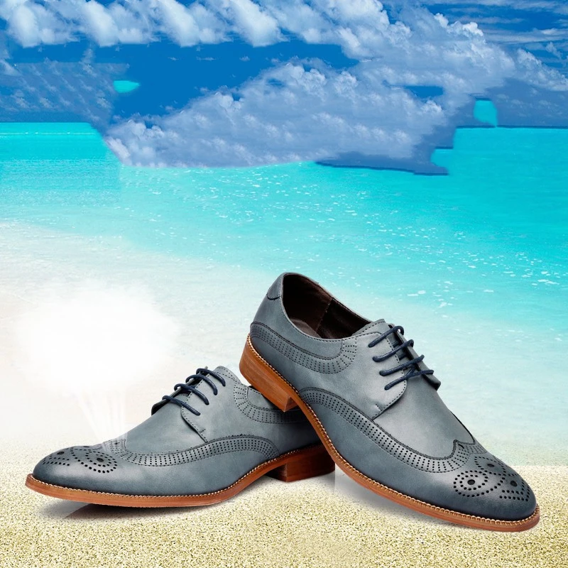 Мужские модельные туфли; chaussure homme2019; Новые повседневные деловые туфли с перфорацией в английском стиле; Мужская обувь; Zapatos de hombre157