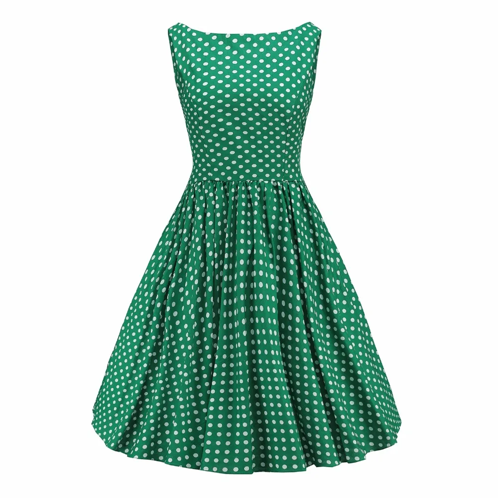 

Woman Summer 50s 60s Swing Retro Vintage Dress Polka Dot Dress Audrey hepburn Rockabilly Dresses Vestido Robe Green White Dot