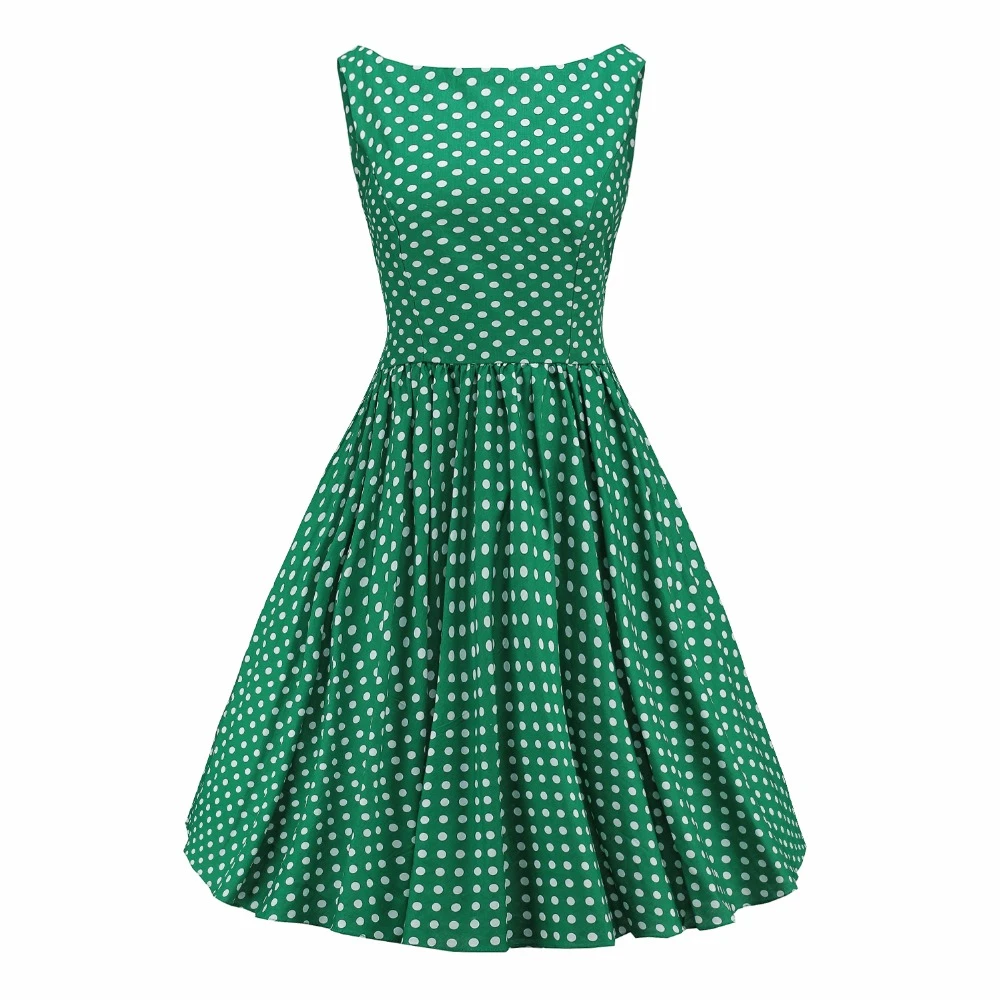 white and green polka dot dress