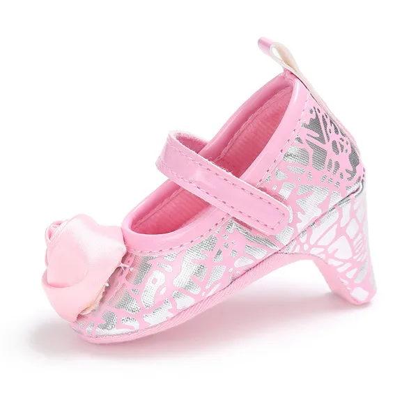 Photography Baby Shoes Girls Infant High heels Rose Flowser Leather