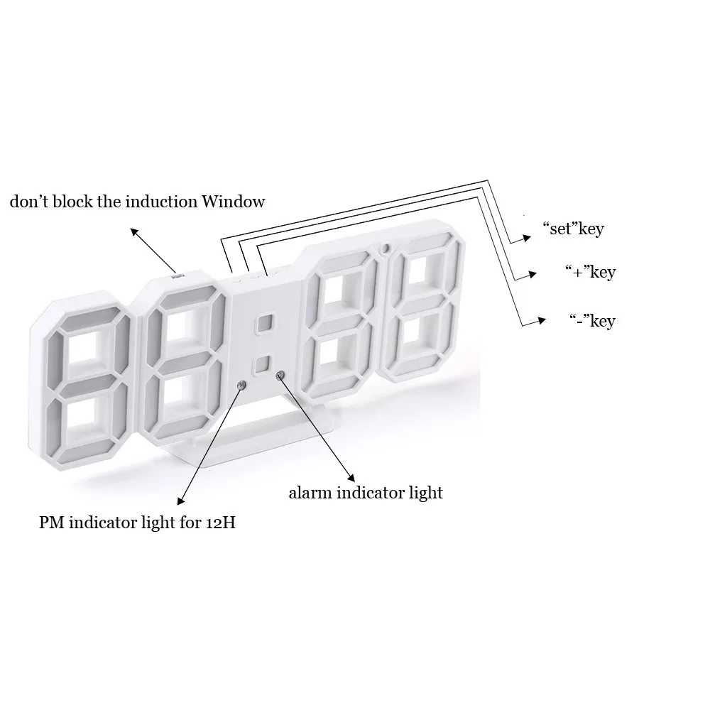 Практичный Настольный Ночной Настенный цифровой светодиодный Будильник с дисплеем 24/12 часов