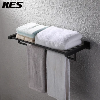 

KES Bathroom Shelves Towel Rack with Towel Bar Wall Mount SUS 304 Stainless Steel Black, A21010-BK