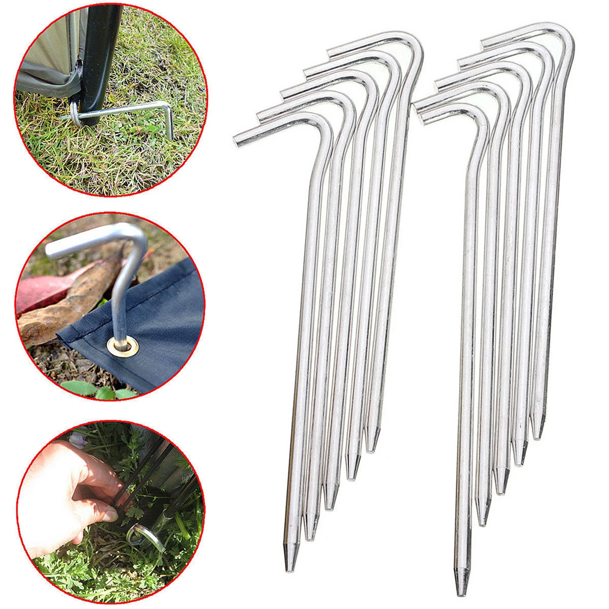 Mayitr 10Pcs Aluminum Alloy Tent Pegs Stakes Hook Pin Nail Outdoor