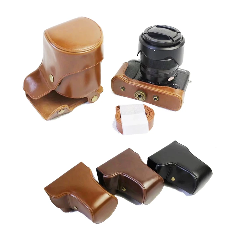 Nuovo Cuoio Camera Bag Custodia Corpo Per Fuji Fujifilm Xe3 X-E3 Con Cinturino Nero Marrone Caffè