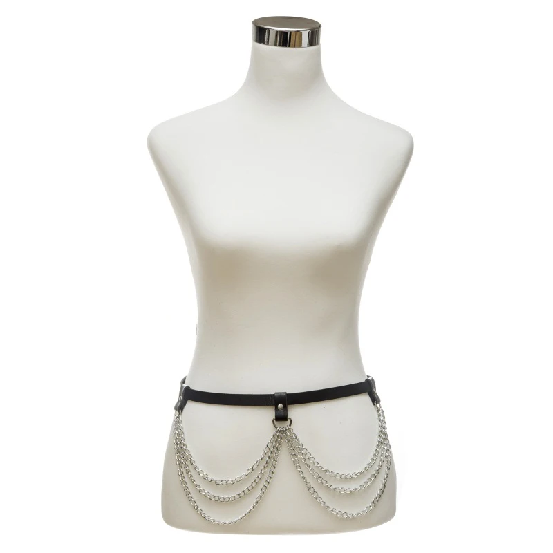 Женская рейверская Праздничная готический панк-рок ремень из искусственной кожи с цепочкой для тела, пикантное украшение на талию, летний наряд