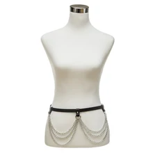 Женская рейверская Праздничная готический панк-рок ремень из искусственной кожи с цепочкой для тела, пикантное украшение на талию, летний наряд