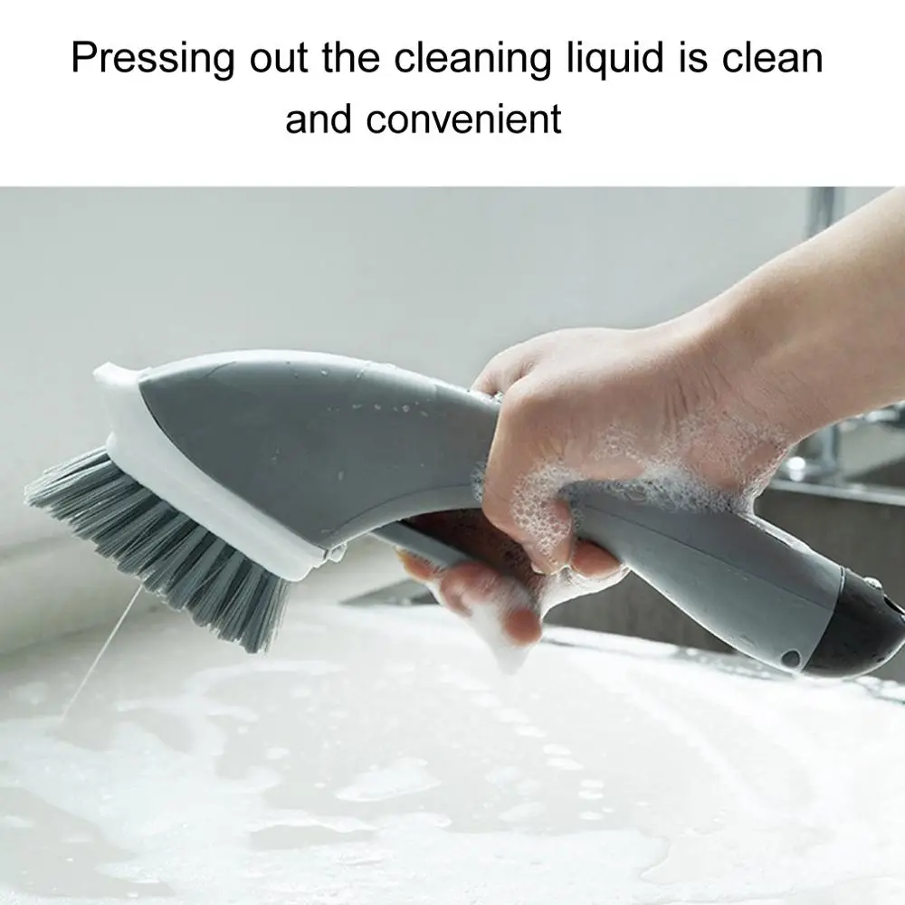 

Automatic liquid addition sponge dishwashing brush long handle wash brush artifact non-stick oil kitchen brush cleaning