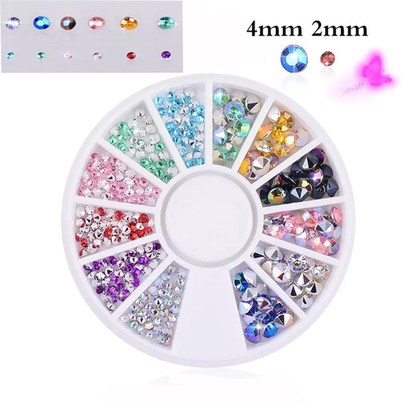 

3D Decal Stickers Nail Art Tip DIY Decoration Stamping Manicure 4mm&2mm Flatback Glitter Gem Jewelry Crystal Decor Accessory