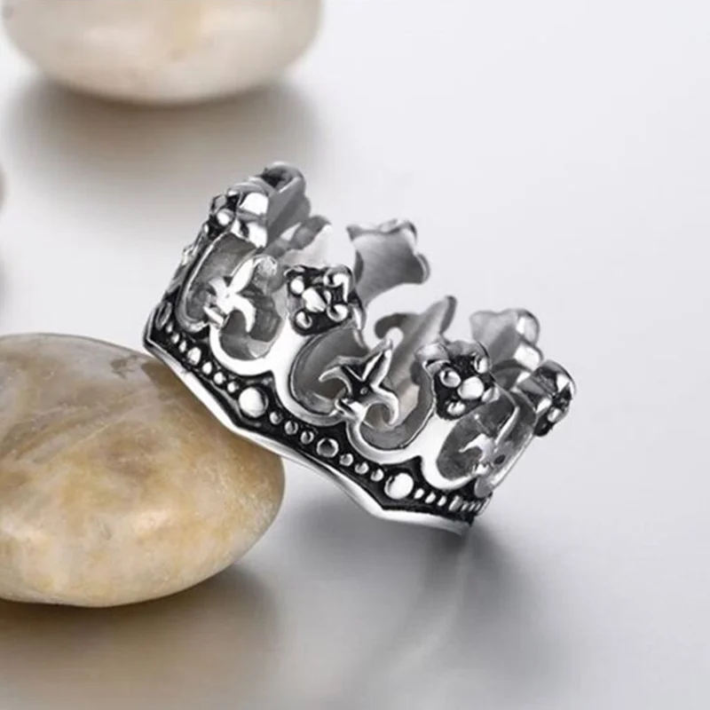 

12MM stainless steel crown ring punk fashion jewelry best friends gift High-quality Promotion wholesale G0293