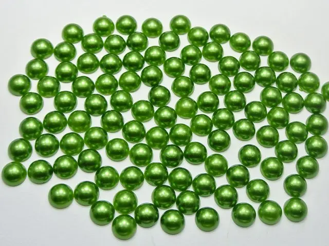 1000 разноцветные полужемчужные бусины 6 мм с плоской задней поверхностью, круглые драгоценные камни для скрапбукинга - Цвет: Зеленый