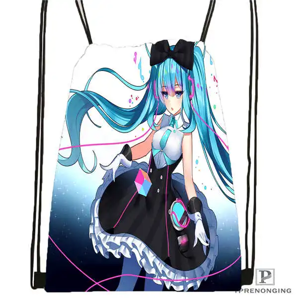 Custom Hatsune Miku Megurine походная сумка на шнурке Cute Daypack Kids Satchel(черная спина) 31x40 cm#180531-03-37 - Цвет: Drawstring Backpack