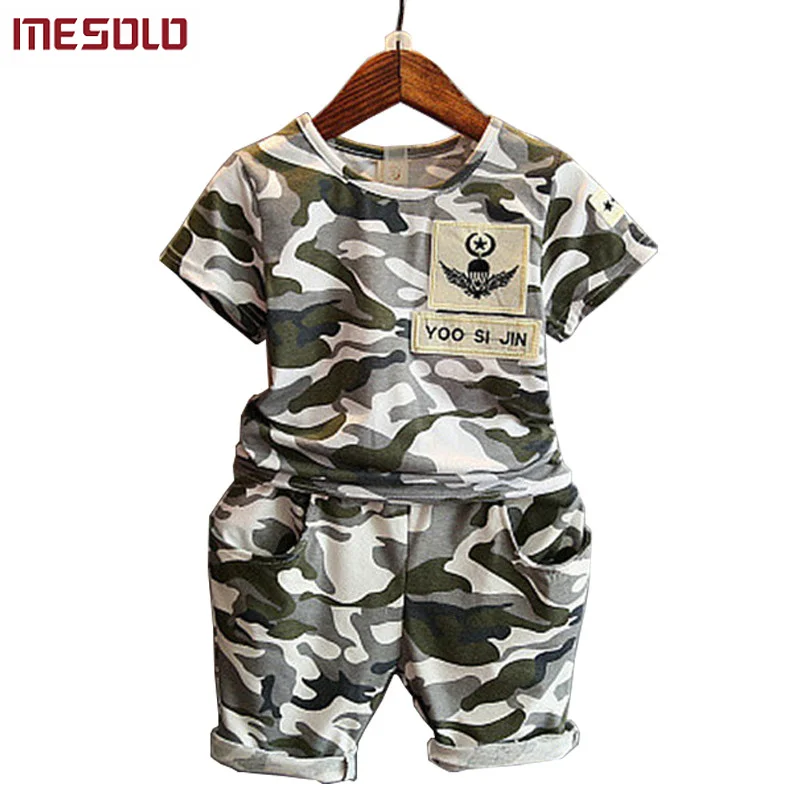 

MESOLO 2019 Children Fashion Summer Baby Boys Clothing Sets 2pcs Camouflage Sport Suit Clothes Sets Boys Girls Set 2-7Y