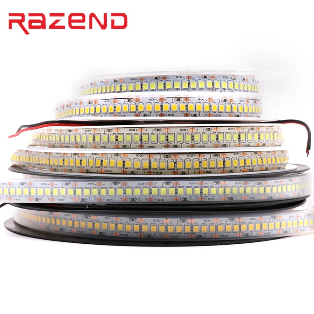 240 светодиодный/м скачки 5 м однорядные 2835 Светодиодные ленты 12V 1200 SMD гибкие светодиодные ленты холодный белый, теплый белый, RGB Водонепроницаемый 10 мм Ширина