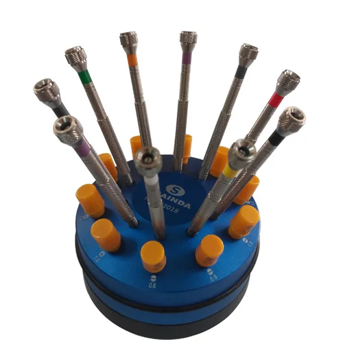 Free Shipping 10 Stainless Steel Screwdrivers Set with Rotating Base Watch Screwdrivers Set Watch Repair Tool
