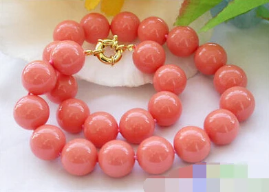 

FREE SHIPPING>@@> 0921 round pink coral SOUTH SEA SHELL PEARL NECKLACE