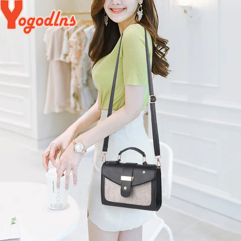 Yogodlns Fashion ladies shoulder bag flat stitching handbags ladies bag designer Contrast Color Trends Wild women Messenger bag