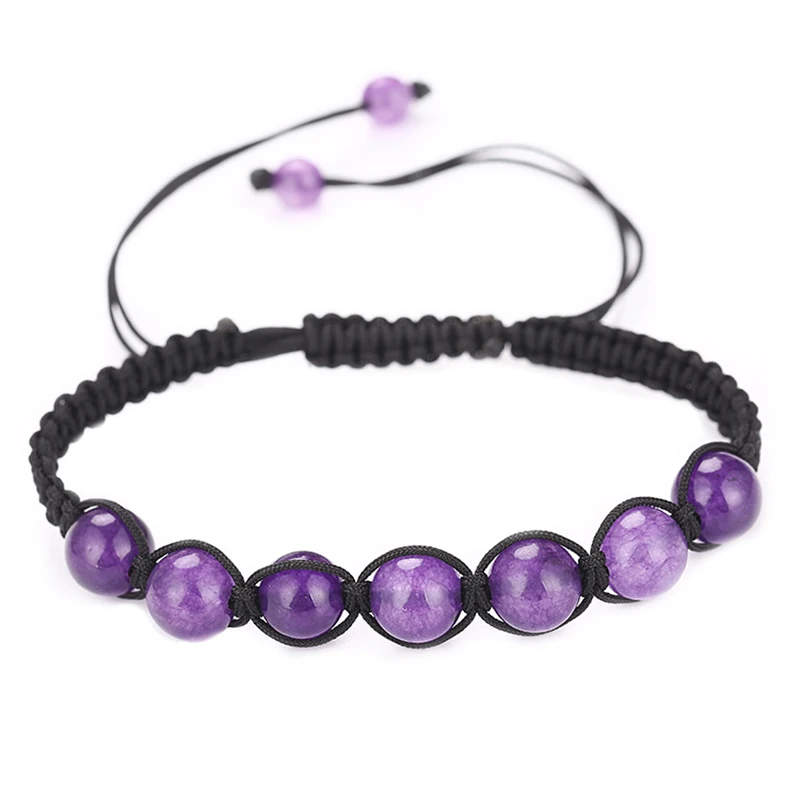 

Noter Weave Thread Bracelet Women Men Natural Purple Beads Stone Chakra Braslet Friendship Brazalete Strand 6mm 8mm 10mm Armband