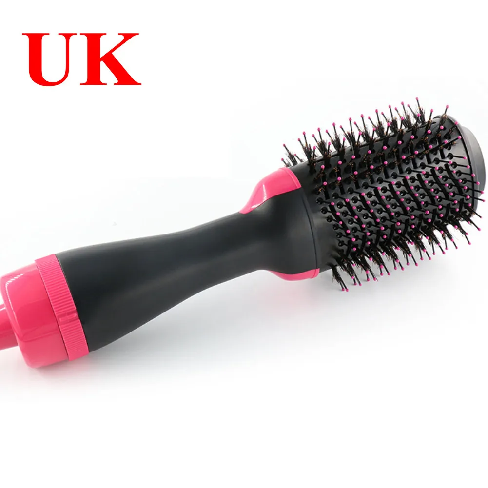 2-1 многофункциональный фен и объемная вращающаяся щетка для волос, роликовый вращающийся стайлер, расческа для выпрямления, завивки, расческа для горячего воздуха, Фен - Цвет: UK