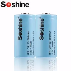 Оригинал Soshine 1 пара ППП CR2 300 мАч 500 мАч 3,2 В 0.96WH 0.9A LiFePO4 Перезаряжаемые батареи низкая самооценка разряда без эффекта памяти