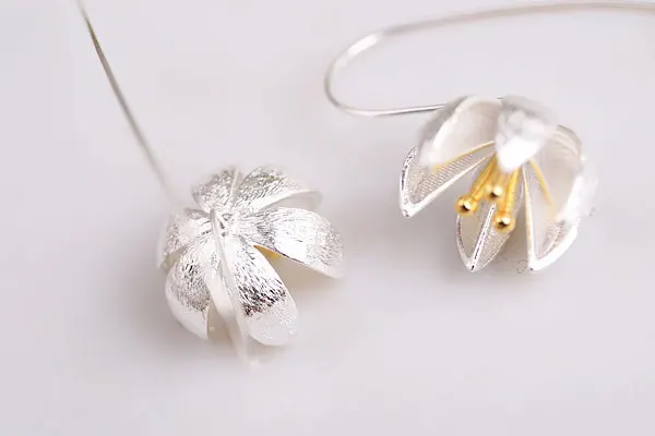 DreamySky 925 пробы серебряные серьги цветок лотоса для женщин Рождественский подарок Лидер продаж корейские Серьги Pendientes Brincos Bijoux