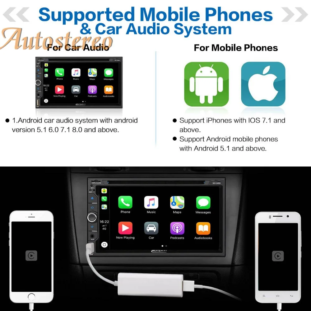 Автостерео USB Smart Link Apple CarPlay Dongle для Android навигационный плеер мини USB Carplay Stick с Автомобильный dvd-плеер на основе Android