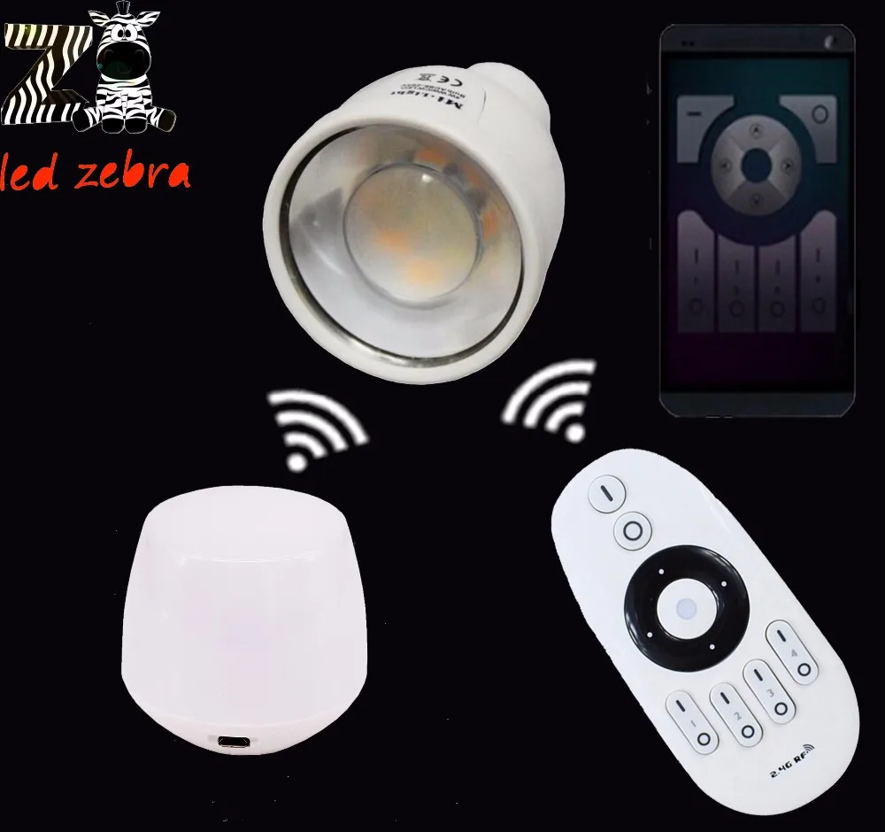 

AC85-265v mi.light 2.4G GU10 4W led bulb cw ww led lamp,wireless wifi box and remote led controller for cw ww led bulb