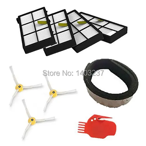

4 x HEPA Filter&3 x 3-armed side brush for iRobot Roomba 800 series 870 880 900 series 980 Vacuum Cleaning Robots