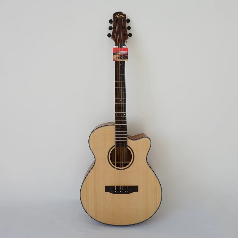 

Cutway design Hot Sale 40 Size OM Style Solid Spruce Top Acoustic Guitar Model SG02SZC-40 with free case