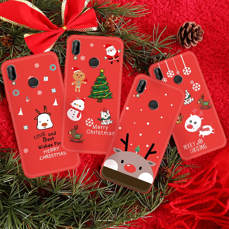 

Silicone Case For Huawei P20 Lite Pro Nova 3 3e 3i P Smart P10 Mate 20 Lite Cute Cartoon Christmas Santa Claus Elk Painted Cover