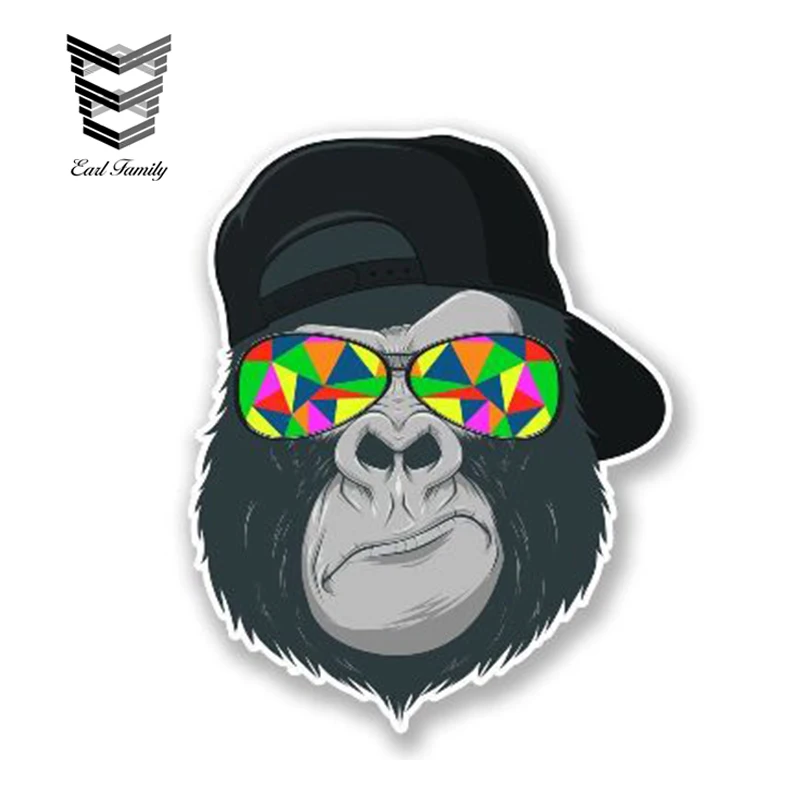 

EARLFAMILY 13cm x 11cm Cool Gorilla Head Vinyl Sticker Laptop Car Window Bike Helmet Decal Animal Funny Cartoon Car Stickers