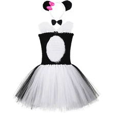 Набор с платьем-пачкой с пандой, медведем, черно-белым милым животным, детский Карнавальный костюм для девочек, вечерние костюмы на Хэллоуин