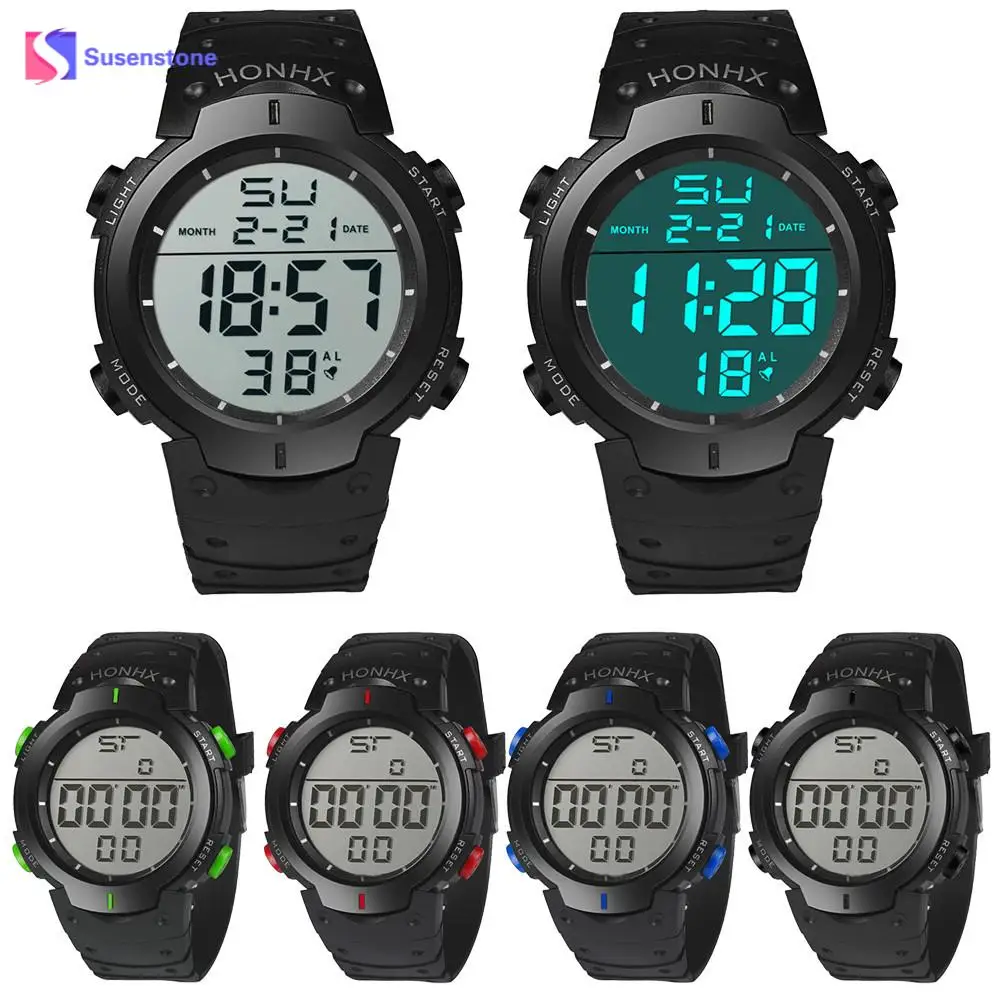

Fashion Brand Men's Quartz Wristwatch Waterproof Men's Boy LCD Digital Stopwatch Date Rubber Sport Wrist Watch Relogio Masculio