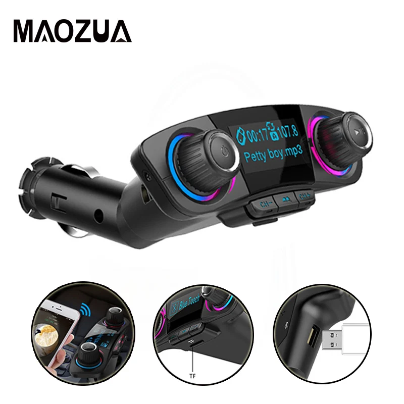 

Maozua Wireless Handsfree FM Transmitter Bluetooth 4.0 Car MP3 Player Support TF USB Music AUX Audio Radio Adapter