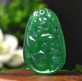 

Chalcedony gourd pendant green agate lucky gourd pendant cb60#