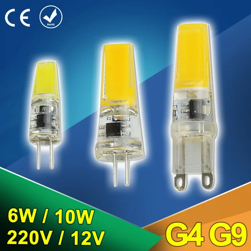 

[DS] CE Dimmable COB LED G9 G4 Bulb 6W 10W AC 220V DC 12V LED Lamp Crystal G9 LED Light Ampoule G4 Replace 20w 40w 60w Halogen