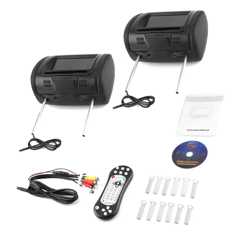  7Inch Black Car DVD/USB Car Headrest Monitors with IR Transmitter Internal Speakers Video Games FM 