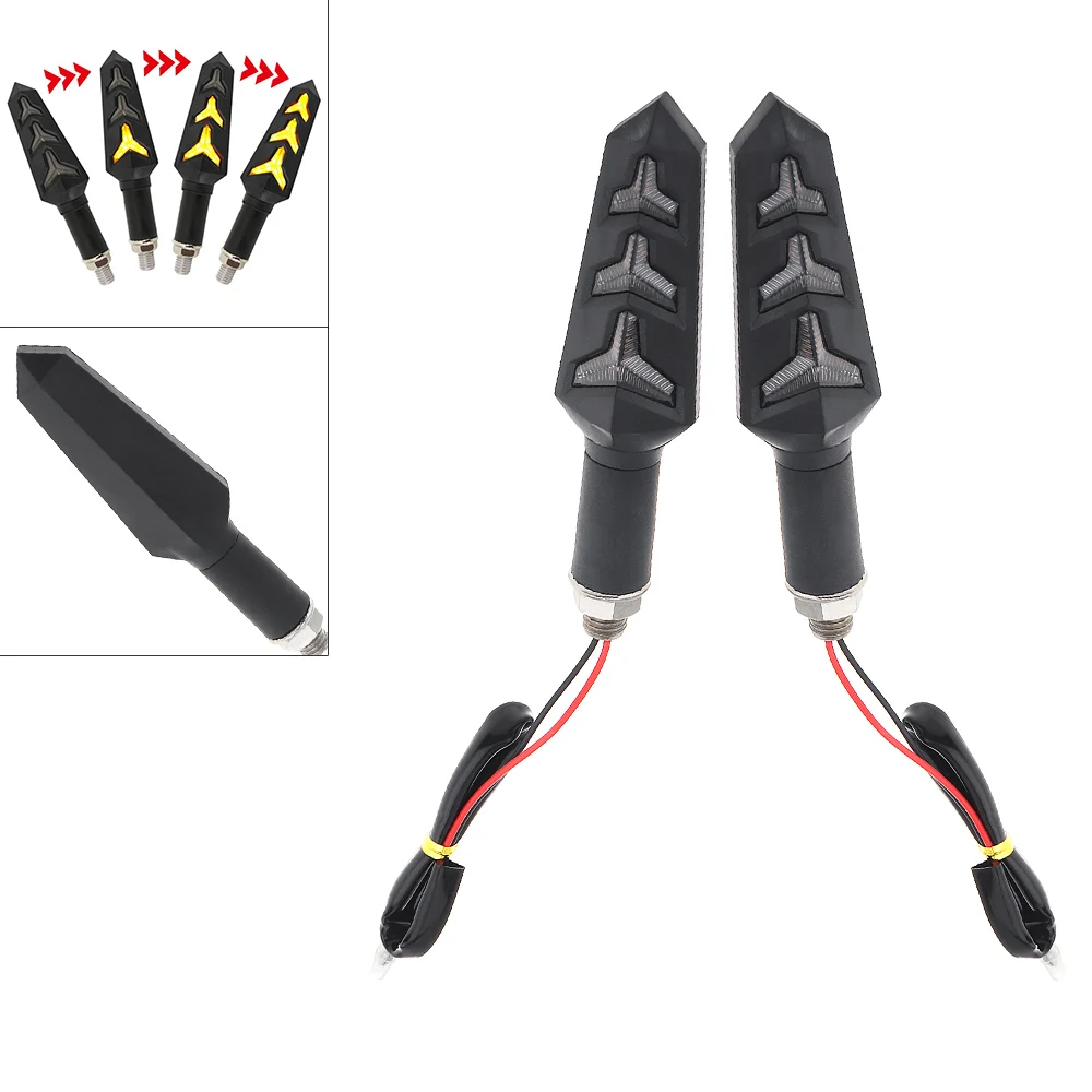 

2pc 12V Motorcycle LED Turn Signal Light Fishbone 3000K Flashing Rotating Water Flow LED Steering Indicator Light for Motorcycle