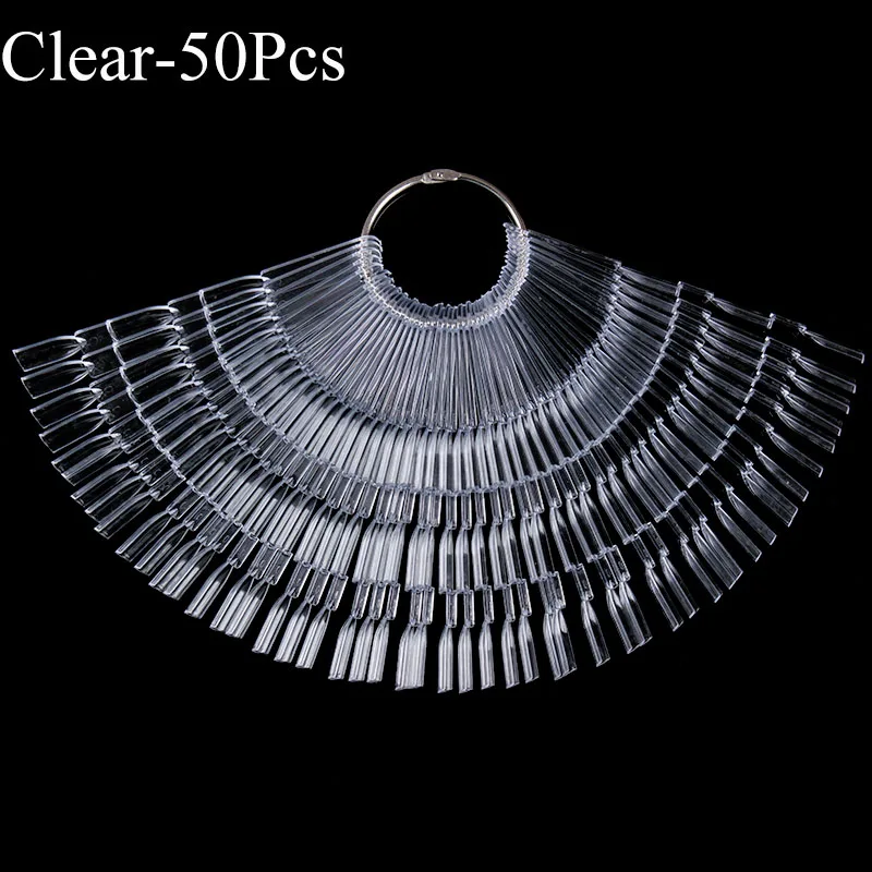 Накладные ногти пластиковые веерообразные накладные ногти акриловые натуральные прозрачные черные накладные ногти для ногтей - Цвет: Clear-2-50Pcs