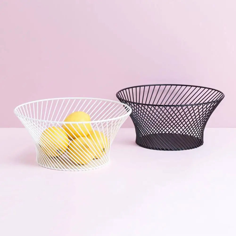 NordicModernMinimalistIronArtFruitBasketBlackWhiteBowlLivingRoomSnackPlateStorageBasketOrganizer