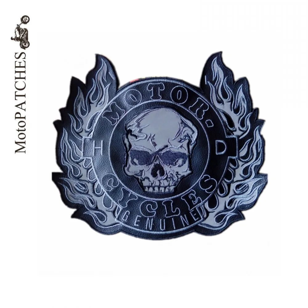 

Skeleton Head Biker Patches Embroidered Custom Iron on Mc Patches For Vest Patches MOTOR CYCLES