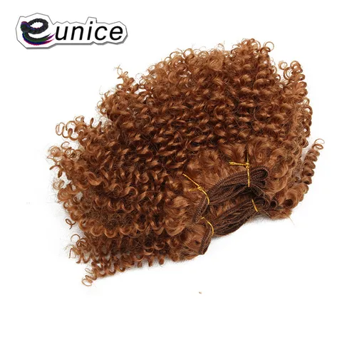 Extensões de Cabelo Tece para Preto Pacotes Lote Polegadas Curto Sintético Tecelagem Afro Kinky Curly Penteados Eunice 3 – 8