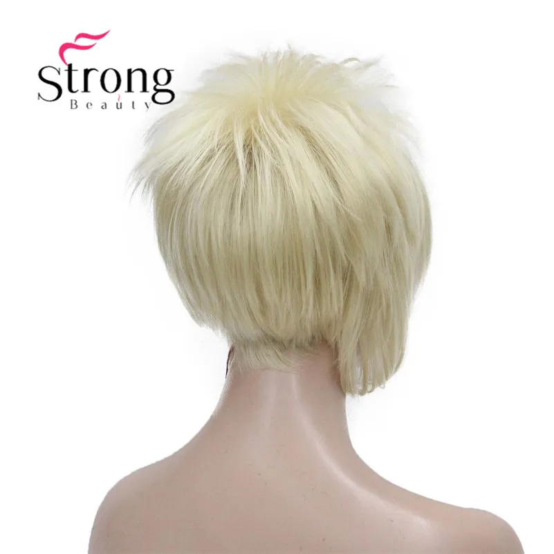 RG-9754 #613 Asymmetric side bangs blonde short straight synthetic women`s wig (3)