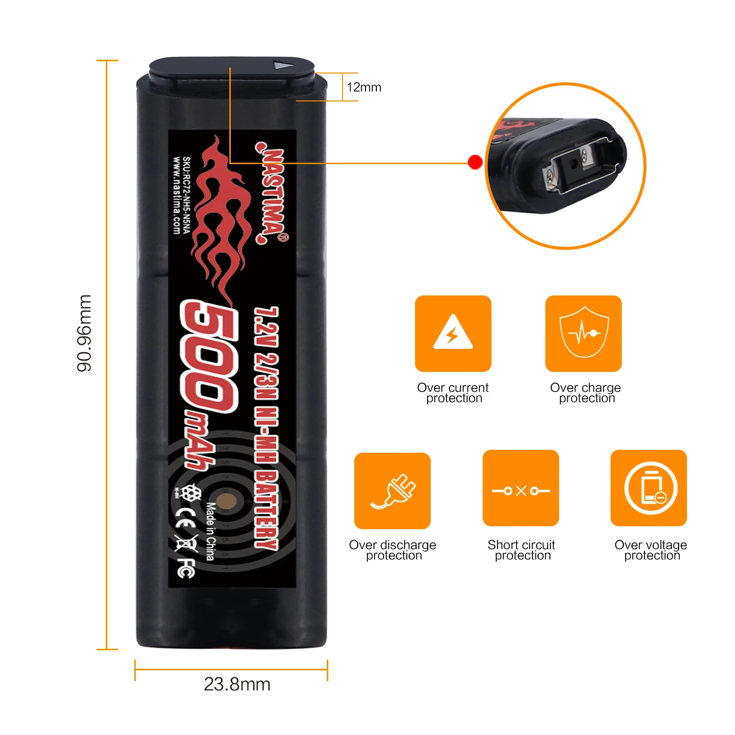 Bateria de Ni-mh Airsoft para o Brinquedo das Armas 7.2v 500mah 3n 6s Cm030 Cm121 Cm122 Gf13 Marui 18c p8 M93r Aep Aeg Partes a - Image 4