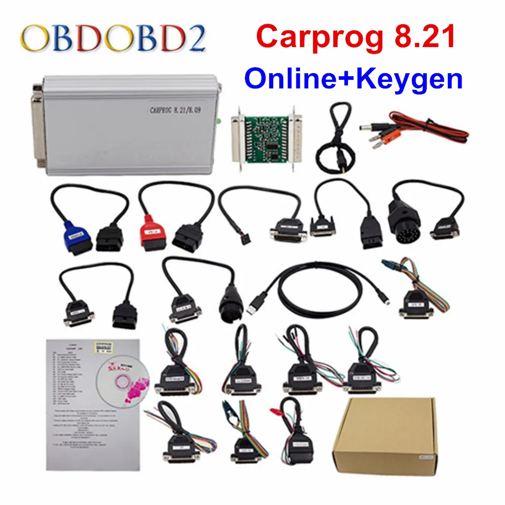 Best Quality Carprog Full V8.21 OBDII ECU Chip Tuning Tool Online Version with All 21 Adapters Much More Authorization DHL Free