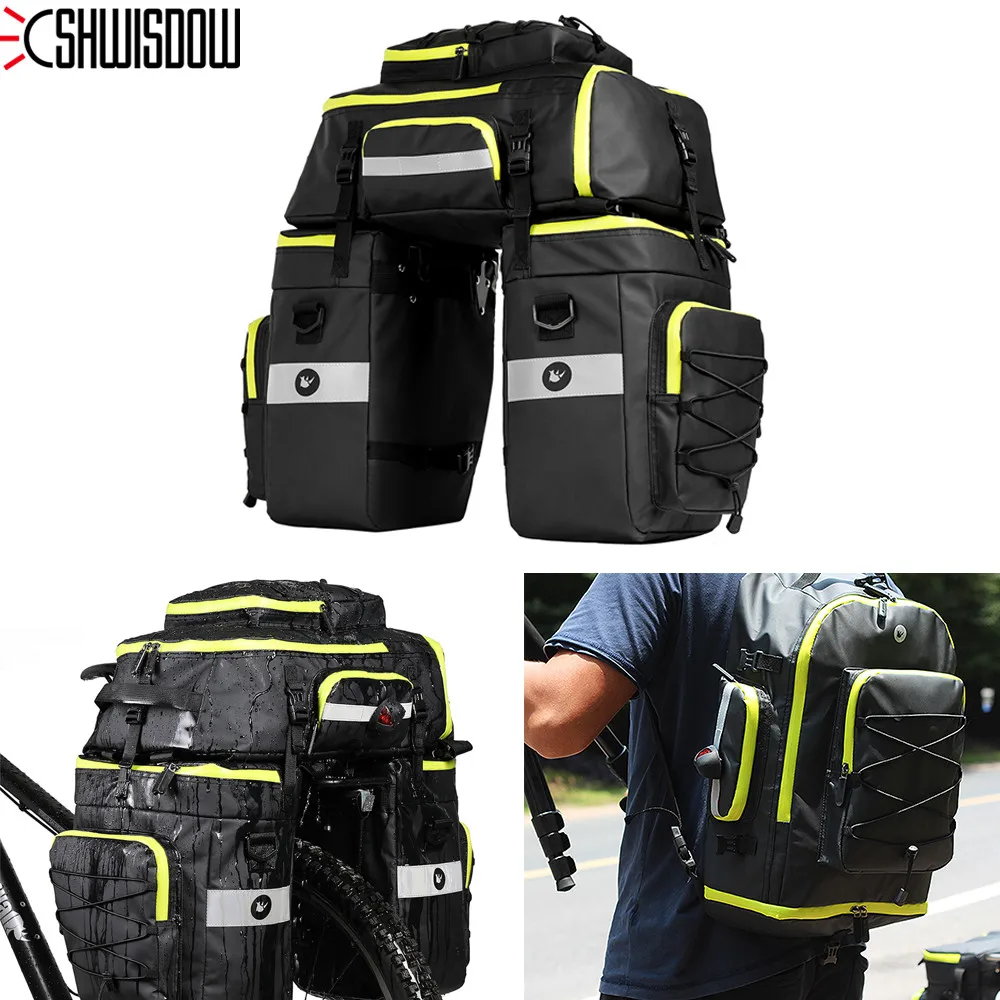 

3 in 1 Waterproof Polyester Mountain Road Bicycle Bike Bags backpack Cycling Double Side Rear Rack Tail Seat Trunk Bag Pannier