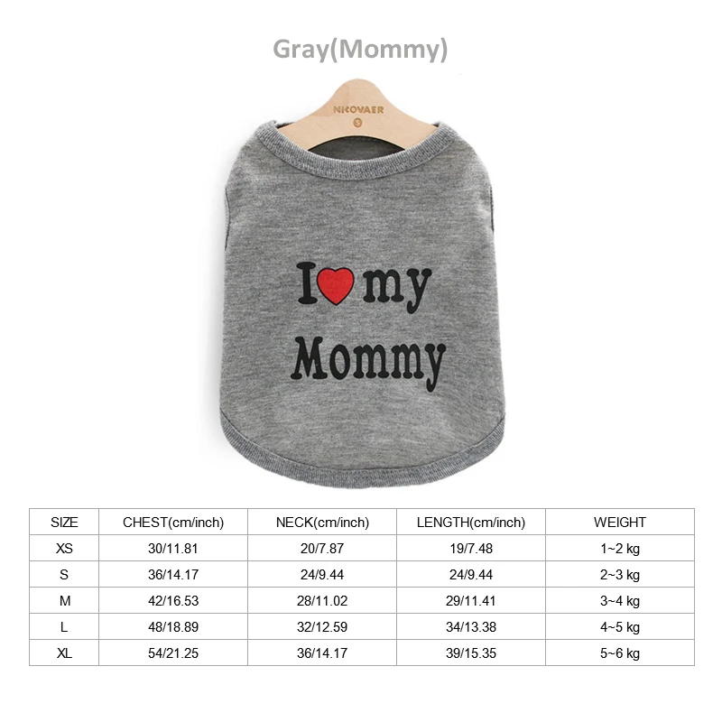 Mommy-Gray Pet Одежда с принтом в виде собак для малых и средних собак Летний дышащий жилет Чихуахуа Тедди Йорки рубашка для щенка пижамы кошка Костюмы - Цвет: Mommy-Gray