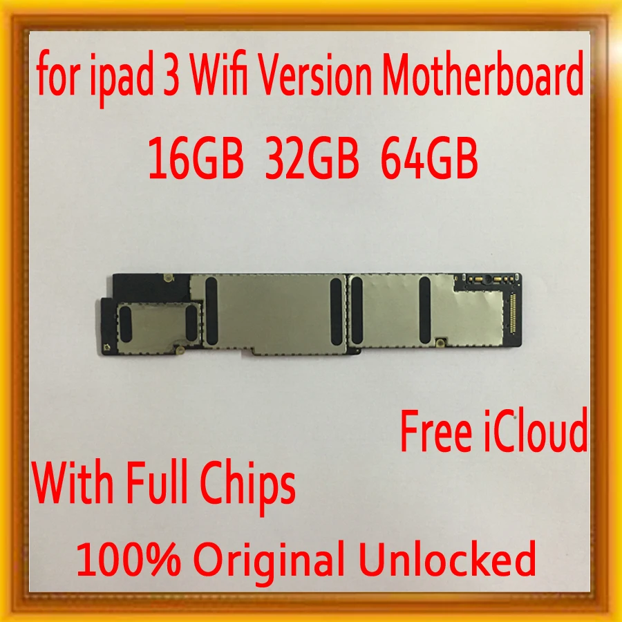 

16GB / 32GB / 64GB Factory unlocked for ipad 3 Motherboard,100% Original for Ipad 3 Logic board,Wifi Version & Good Tested