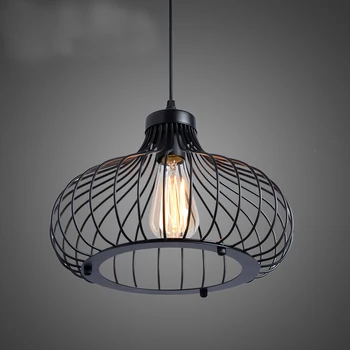 

Nordic retro Creative personality Wrought iron Lamp Birdcage Pendant Lights Restaurant Bar clothing store Lantern Lamp Fixture